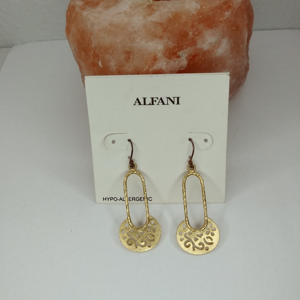 ALFANI Gold Tone Feligree Earrings Bohemian Tribal Gold Tone